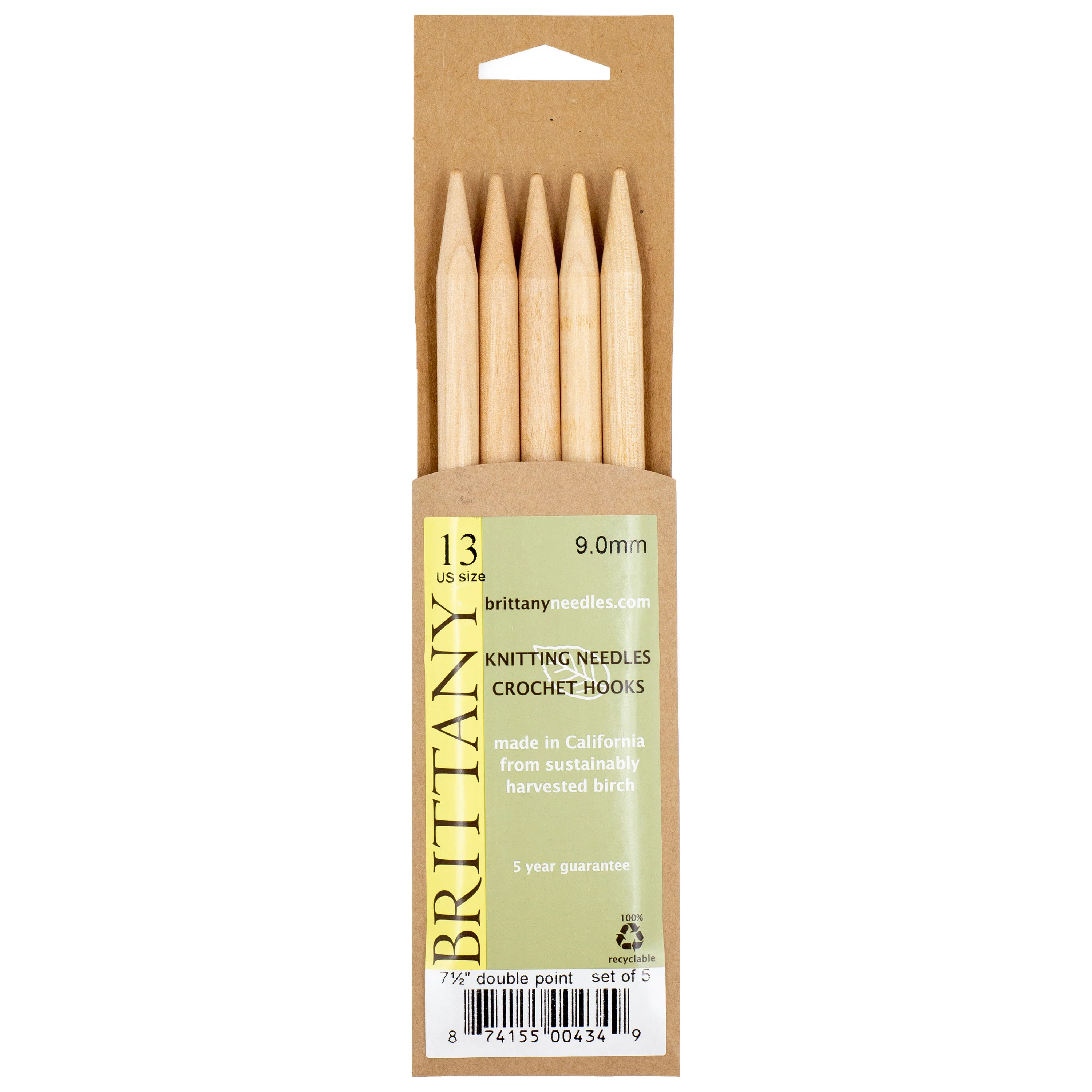 Brittany Birchwood Double Pointed Knitting Needles 7.5" (Sizes 3 to 17) - Image 10